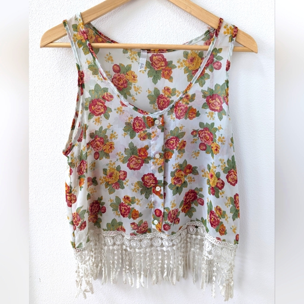 Floral top with fringe bottom